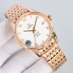 Omega De Ville 8500 Movement 41MM Diamater Rose Gold Stainless Steel Strap Watch